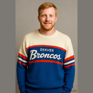 VTG Men's NFL Pro Line Crewneck Sweater M Blue White Denver Broncos # 0010